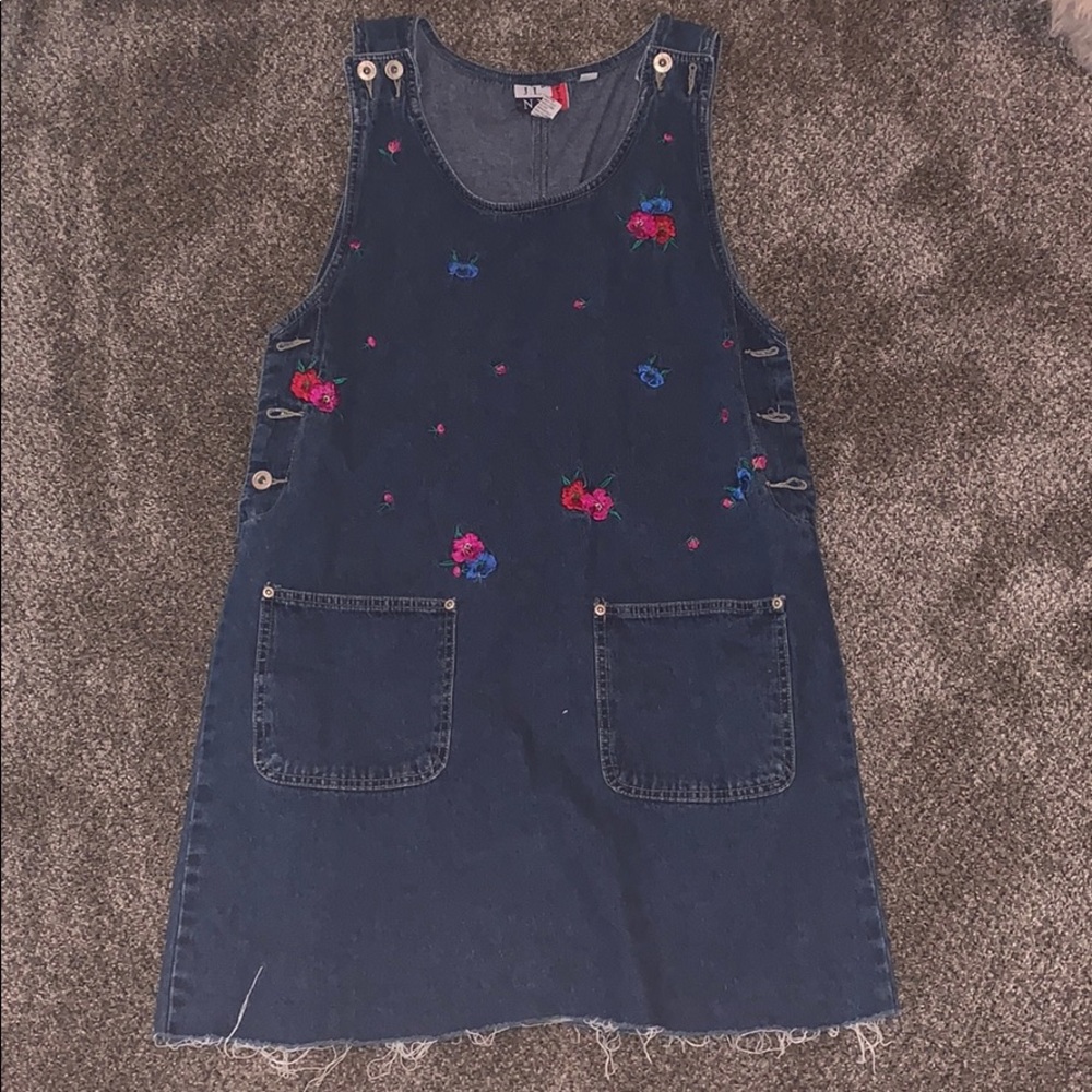 embroidered jean dress